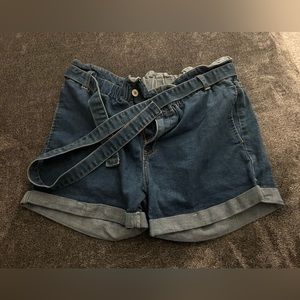 Denim Shorts with Denim Tie Belt